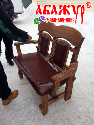Кресло деревянное под старину с кожей подлокотниками цена (4)