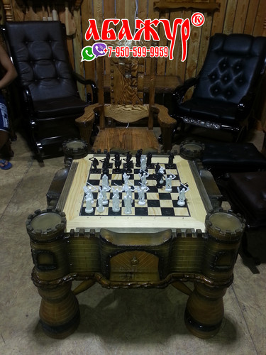Шахматный стол замок резной фото цена руб (6)