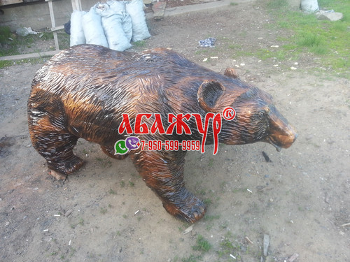 Медведь резной из цельного куска дерева цена фото АБАЖУР (2)