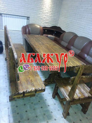 Стол с лавкой и стульями под старину цена (2)