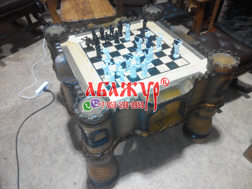 Шахматный стол замок резной фото цена руб (11)