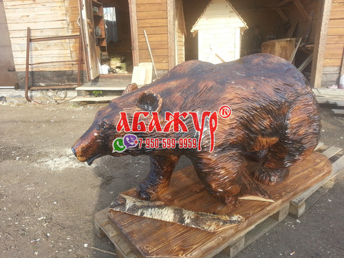 Медведь резной из цельного куска дерева цена фото АБАЖУР (6)