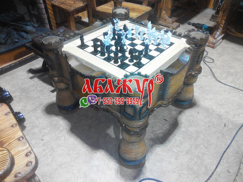Шахматный стол замок резной фото цена руб (10)