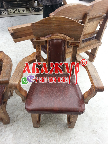Кресло деревянное под старину с кожей подлокотниками цена (2)