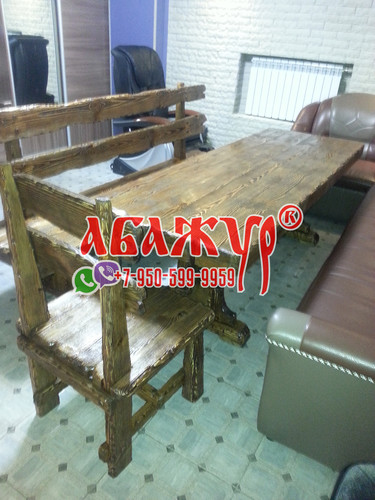Стол с лавкой и стульями под старину цена (1)