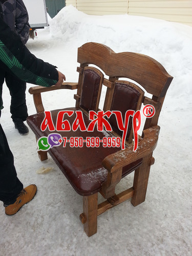 Кресло деревянное под старину с кожей подлокотниками цена (4)