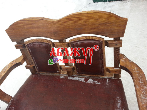 Кресло деревянное под старину с кожей подлокотниками цена (5)