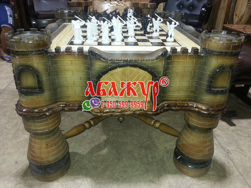 Шахматный стол замок резной фото цена руб (8)