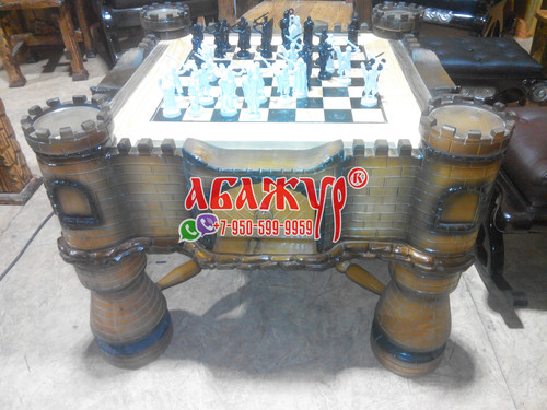 Шахматный стол замок резной фото цена руб (12)