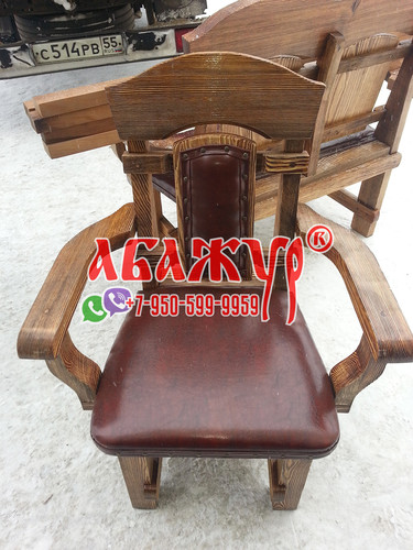 Кресло деревянное под старину с кожей подлокотниками цена (6)