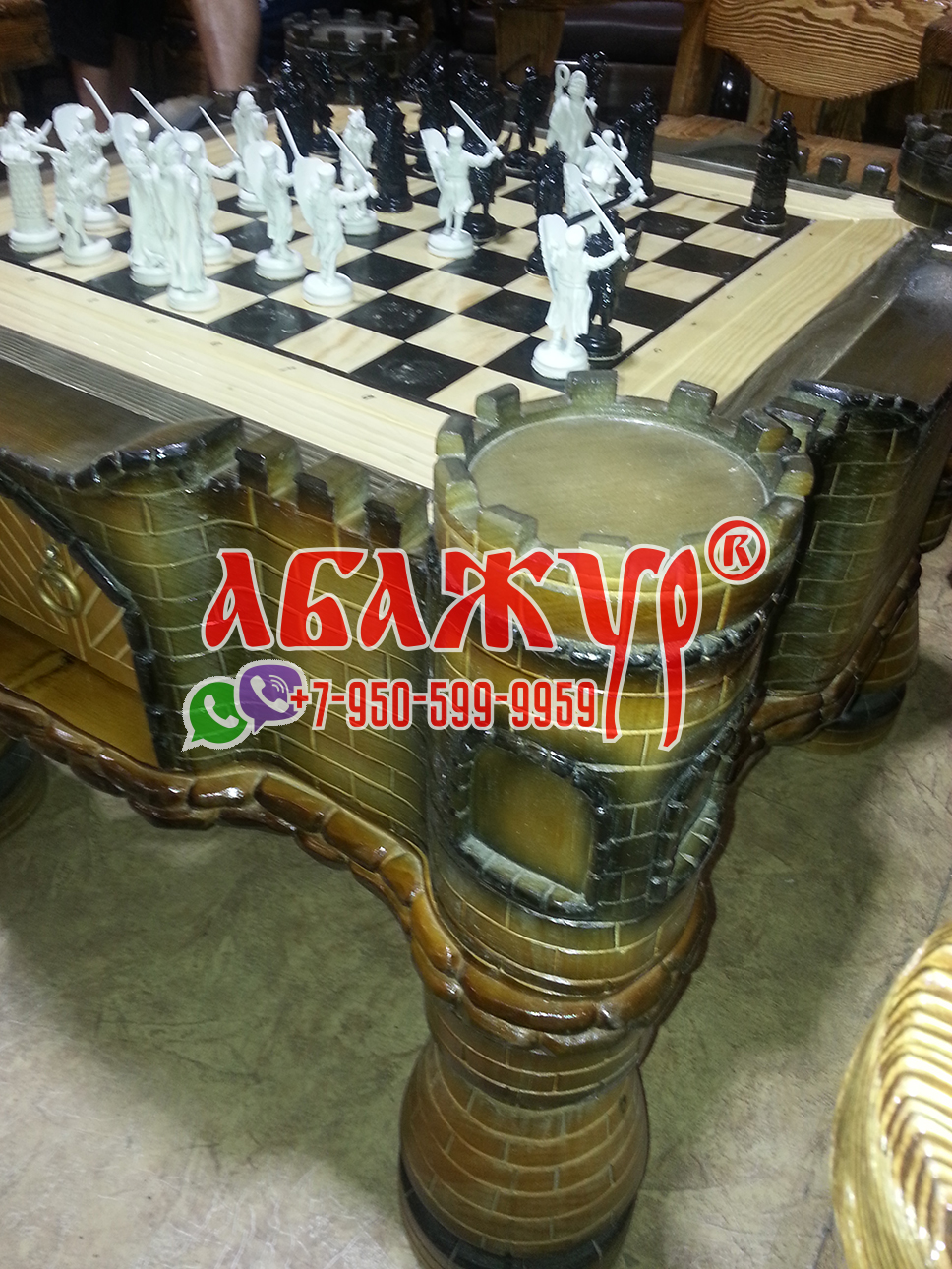 Шахматный стол замок резной фото цена руб (9)